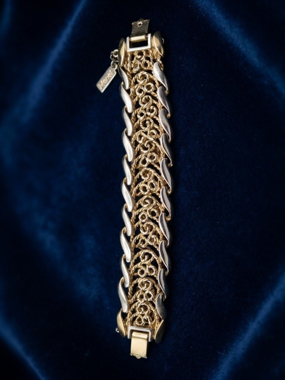 Monet Two-Tone Gold and Silver Filigree Link Bracelet - Picture 1 of 8